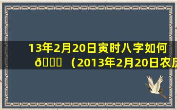 13年2月20日寅时八字如何 🍁 （2013年2月20日农历是什么星座）